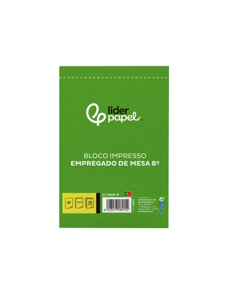 Talonario liderpapel camarero octavo sin iva 202 duplicado texto en portugues