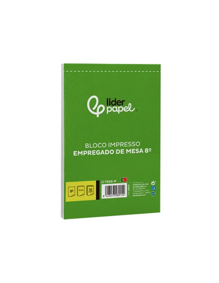 Talonario liderpapel camarero octavo sin iva 202 duplicado texto en portugues