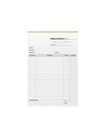 Talonario liderpapel presupuesto cuarto original y copia t230
