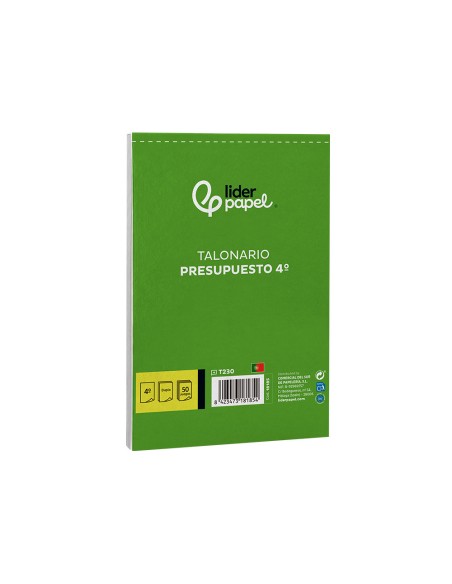 Talonario liderpapel presupuesto cuarto original y copia t230