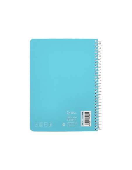 Cuaderno espiral liderpapel a5 witty tapa dura 80h 90gr cuadro 4mm con margen color azul