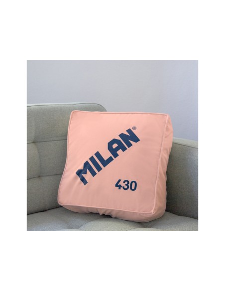 Cojin milan goma 430 since 1918 tejido aterciopelado funda extraible color rosa 350x350x160 mm