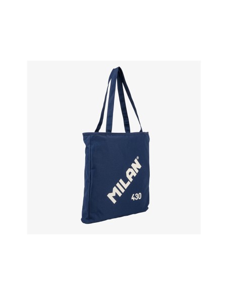 Bolsa con asas milan tote bag dos cremalleras serie 1918 color azul 380x360x65 mm