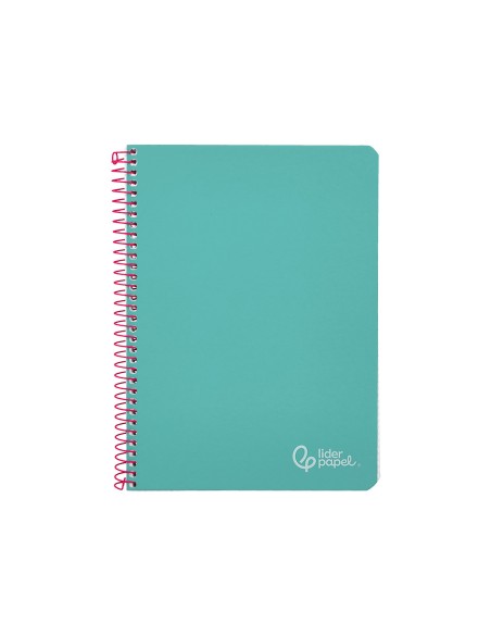 Cuaderno espiral liderpapel a5 witty tapa dura 80h 90gr cuadro 4mm con margen color turquesa