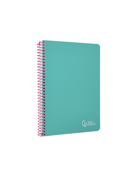 Cuaderno espiral liderpapel a5 witty tapa dura 80h 90gr cuadro 4mm con margen color turquesa