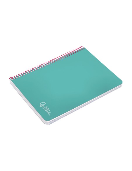 Cuaderno espiral liderpapel a5 witty tapa dura 80h 90gr cuadro 4mm con margen color turquesa