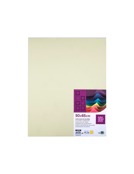 Cartulina liderpapel 50x65 cm 180g/m2 amarillo paquete de 25 hojas