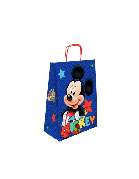 Bolsa para regalo basika papel celulosa 90 g mickey con asa retorcida tamaño l 320x140x400 mm