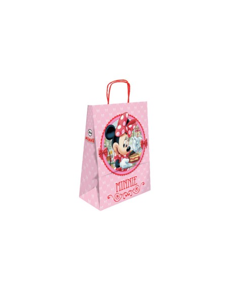 Bolsa para regalo basika papel celulosa 90 g minnie con asa retorcida tamaño s 240x100x320mm