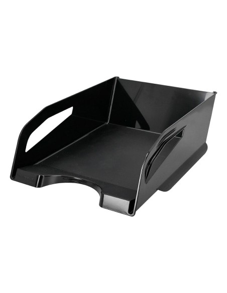 Bandeja sobremesa plastico q-connect gran capacidad con asa negro opaco 386x270x115mm