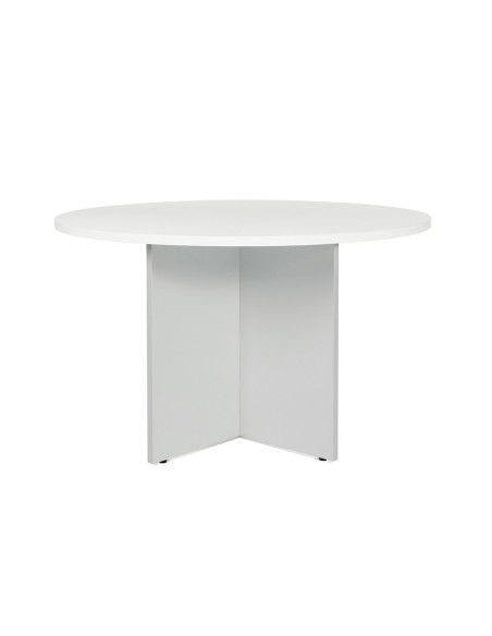 Mesa de reunion rocada meeting 3006ab04v24 estructura madera gris en aspas tablero madera blanco 120 cm