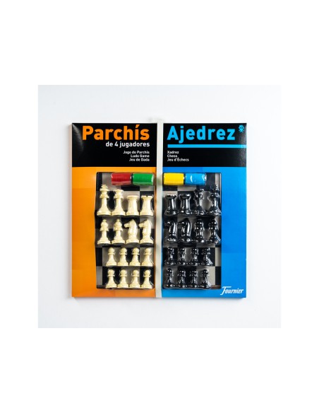 Parchis con ajedrez tablero grande 4 jugadores 41x40x4,8 cm