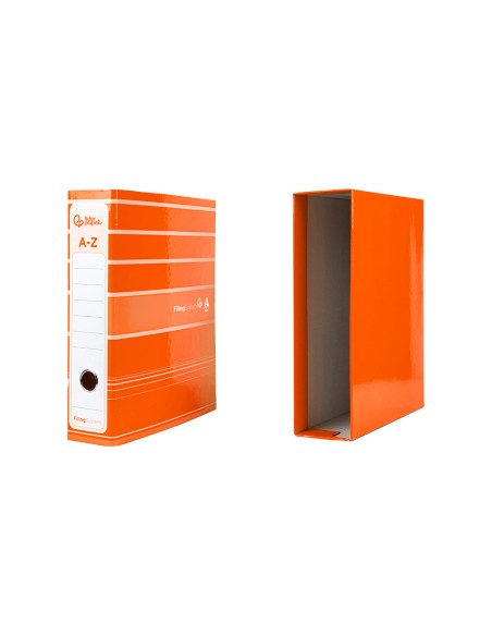 Archivador de palanca liderpap el a4 filing system forrado sin rado lomo 80mm naranja con caja y compresor metalico