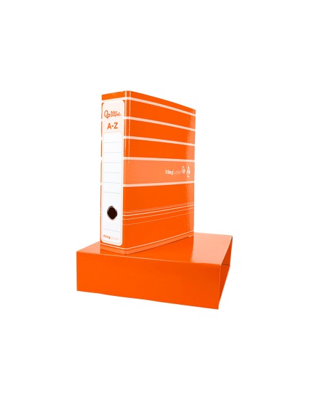 Archivador de palanca liderpap el a4 filing system forrado sin rado lomo 80mm naranja con caja y compresor metalico