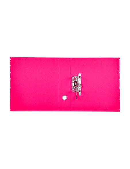 Archivador de palanca liderpap el a4 filing system forrado sin rado lomo 80mm rosa con caja y compresor metalico