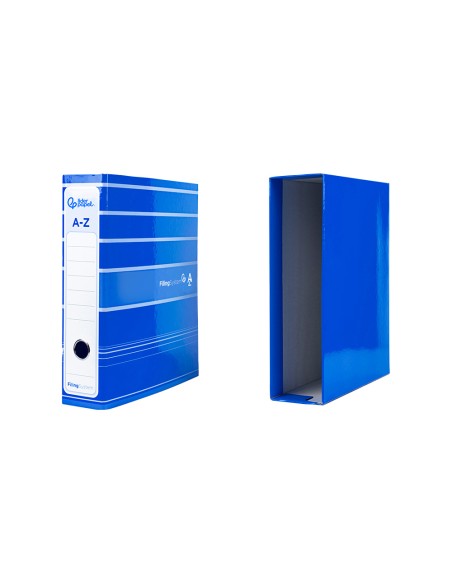 Archivador de palanca liderpapel a4 filing system forrado sin rado lomo 80mm azul con caja y compresor metalico