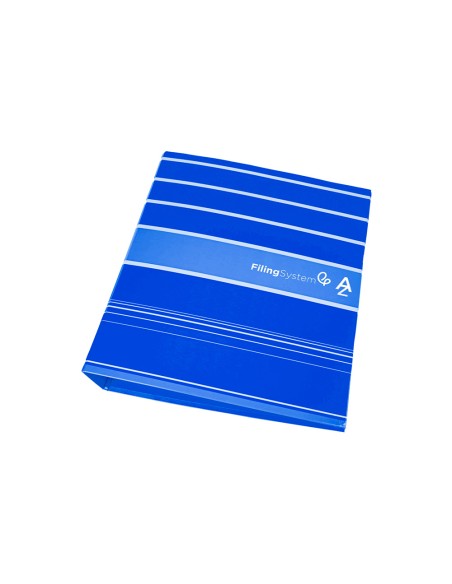 Archivador de palanca liderpapel a4 filing system forrado sin rado lomo 80mm azul con caja y compresor metalico