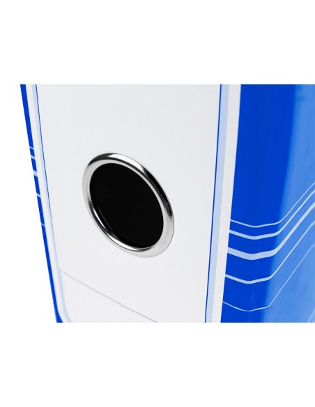 Archivador de palanca liderpapel a4 filing system forrado sin rado lomo 80mm azul con caja y compresor metalico