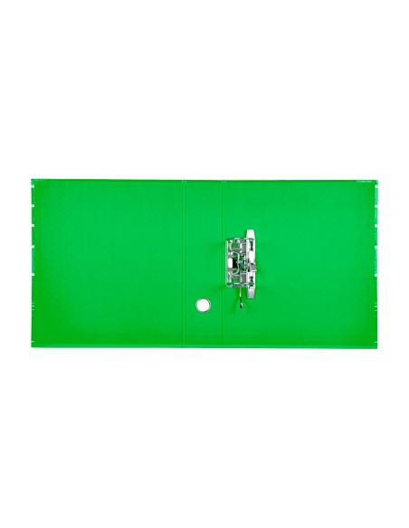Archivador de palanca liderpapel a4 filing system forrado sin rado lomo 80mm verde con caja y compresor metalico