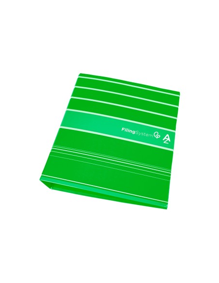 Archivador de palanca liderpapel a4 filing system forrado sin rado lomo 80mm verde con caja y compresor metalico