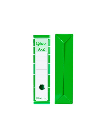 Archivador de palanca liderpapel a4 filing system forrado sin rado lomo 80mm verde con caja y compresor metalico