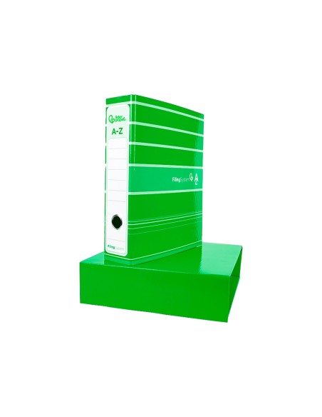 Archivador de palanca liderpapel a4 filing system forrado sin rado lomo 80mm verde con caja y compresor metalico