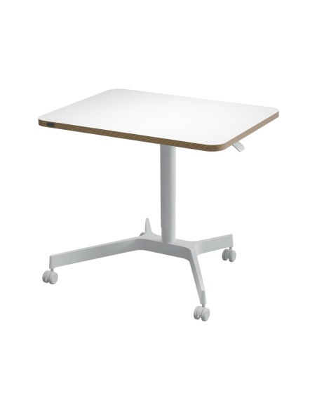 Mesa leitz ergo regulable en altura neumatica tablero 80x60 cm con 4 ruedas color blanco