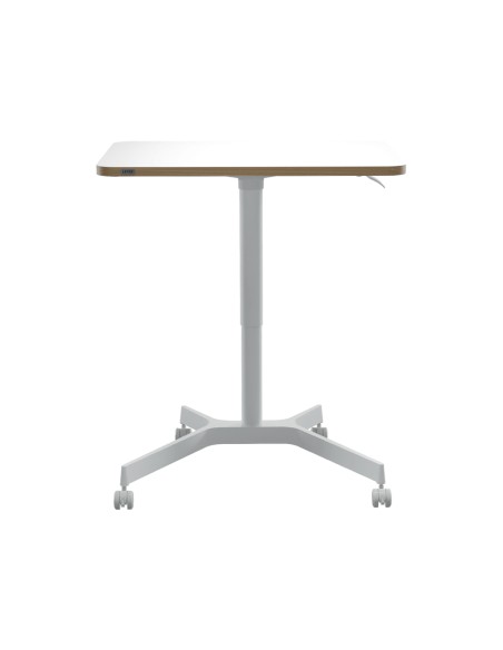 Mesa leitz ergo regulable en altura neumatica tablero 80x60 cm con 4 ruedas color blanco