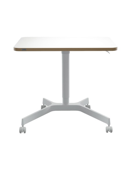 Mesa leitz ergo regulable en altura neumatica tablero 80x60 cm con 4 ruedas color blanco