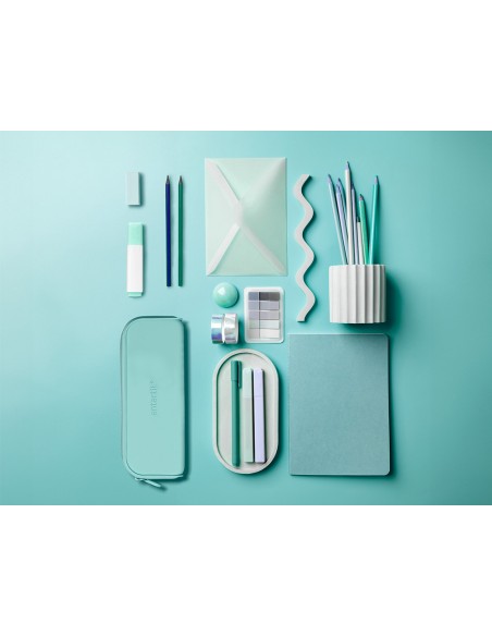 Estuche portatodo antartik prisma silicona soft rectangular 185x50x75 mm menta