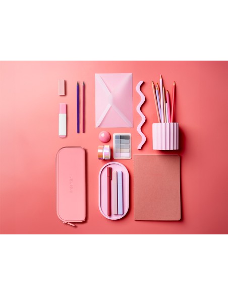 Estuche portatodo antartik prisma silicona soft rectangular 185x50x75 mm rosa chicle