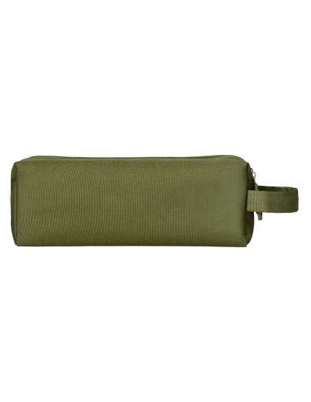 Estuche portatodo liderpapel classic rectangular con asa 2 cremalleras 210 x80mm verde militar