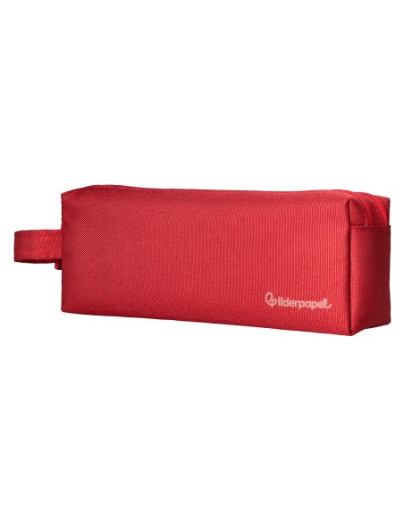 Estuche portatodo liderpapel classic rectangular con asa 2 cremalleras 210 x80mm rojo