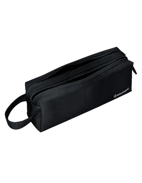 Estuche portatodo liderpapel classic rectangular con asa 2 cremalleras 210 x80mm negro