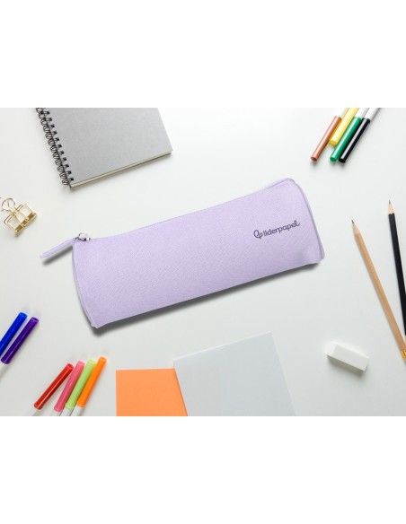 Estuche portatodo liderpapel classic cilindrico ancho 210x70mm lila