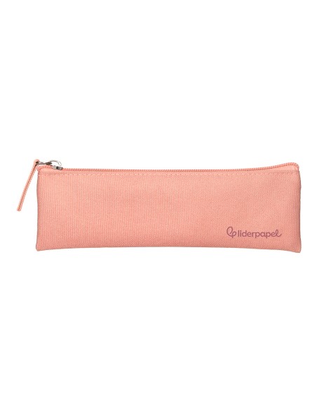 Estuche portatodo liderpapel plano estrecho una cremallera 200x60 mm rosa