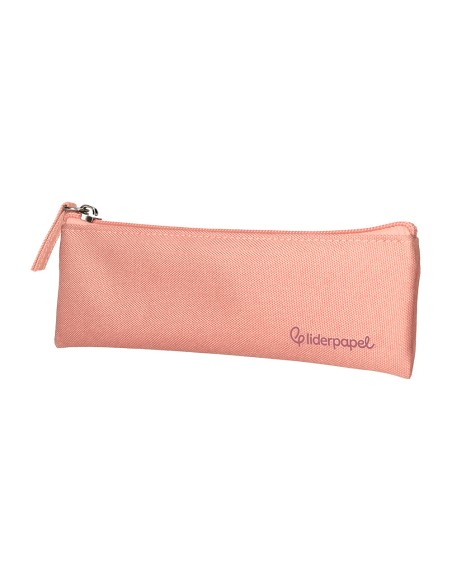Estuche portatodo liderpapel plano estrecho una cremallera 200x60 mm rosa