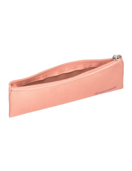 Estuche portatodo liderpapel plano estrecho una cremallera 200x60 mm rosa