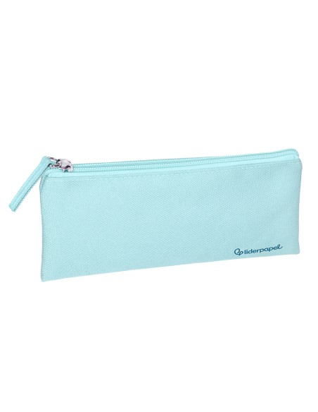 Estuche portatodo liderpapel plano ancho una cremallera 200x100 mm azul celeste