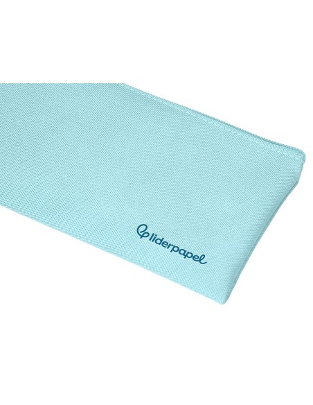 Estuche portatodo liderpapel plano ancho una cremallera 200x100 mm azul celeste