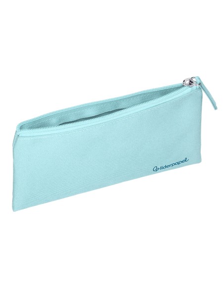 Estuche portatodo liderpapel plano ancho una cremallera 200x100 mm azul celeste