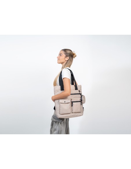 Mochila antartik bolso flip bag con acolchado para portatil 15'' beige 400x120x390 mm