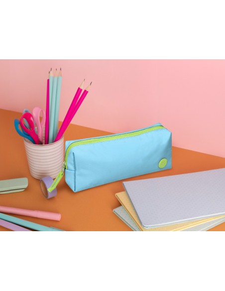 Estuche portatodo antartik basic pack 1 compartimento turquesa compañero mochila 80x55x210 mm