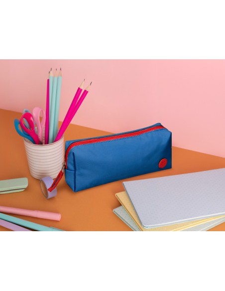 Estuche portatodo antartik basic pack 1 compartimento azul marino compañero mochila 80x55x210 mm