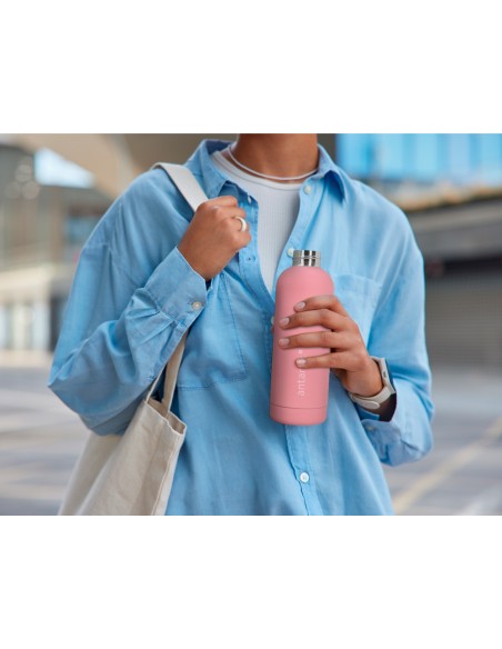 Botella portaliquidos antartik isotermica acero inoxidable libre de bpa color rosa 500 ml