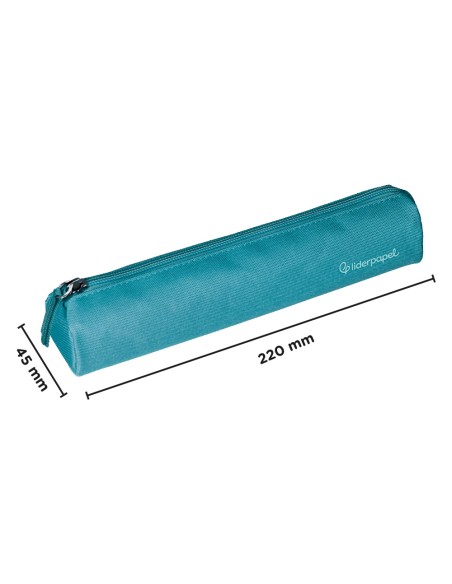 Estuche portatodo liderpapel slim cilindrico 220x45mm azulturquesa