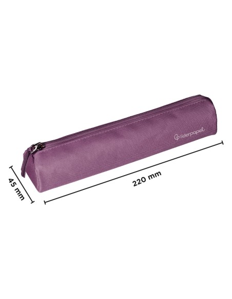 Estuche portatodo liderpapel slim cilindrico 220x45mm morado empolvado