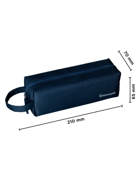 Estuche portatodo liderpapel classic rectangular con asa 210x70mm azul marino