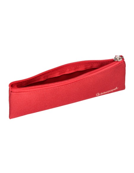 Estuche portatodo liderpapel plano estrecho una cremallera 200x60 mm rojo