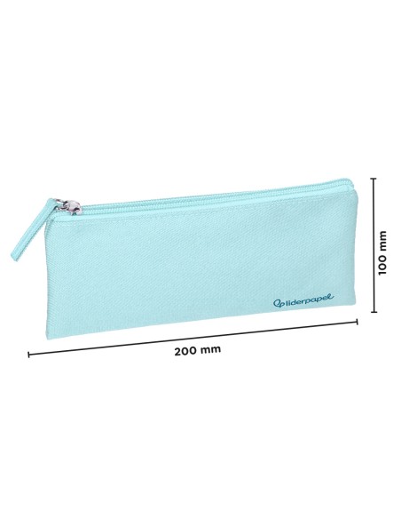 Estuche portatodo liderpapel plano ancho una cremallera 200x100 mm azul celeste